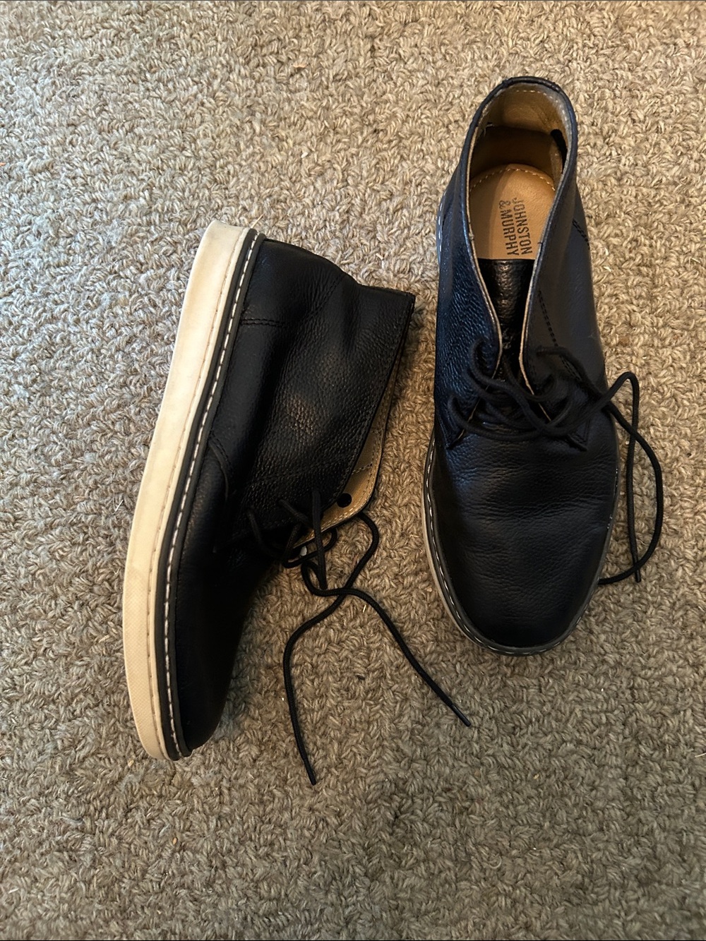 Johnston & Murphy Black Leather Chukka Boots